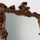 Romantic Wooden Mirror with Floral Details, France 1950s