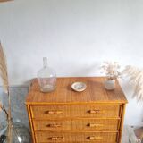 Vintage rattan chest of drawers circa 70s