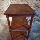 Vintage 1920s side table – Three-tiered shelf in French oak with turned legs.