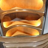 Suede and chrome dry bar with barstools in cognac by Willy Rizzo, Italy 1970s