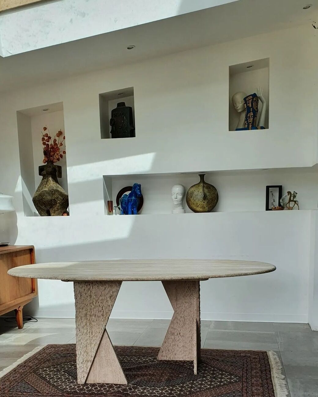 Travertine dining table