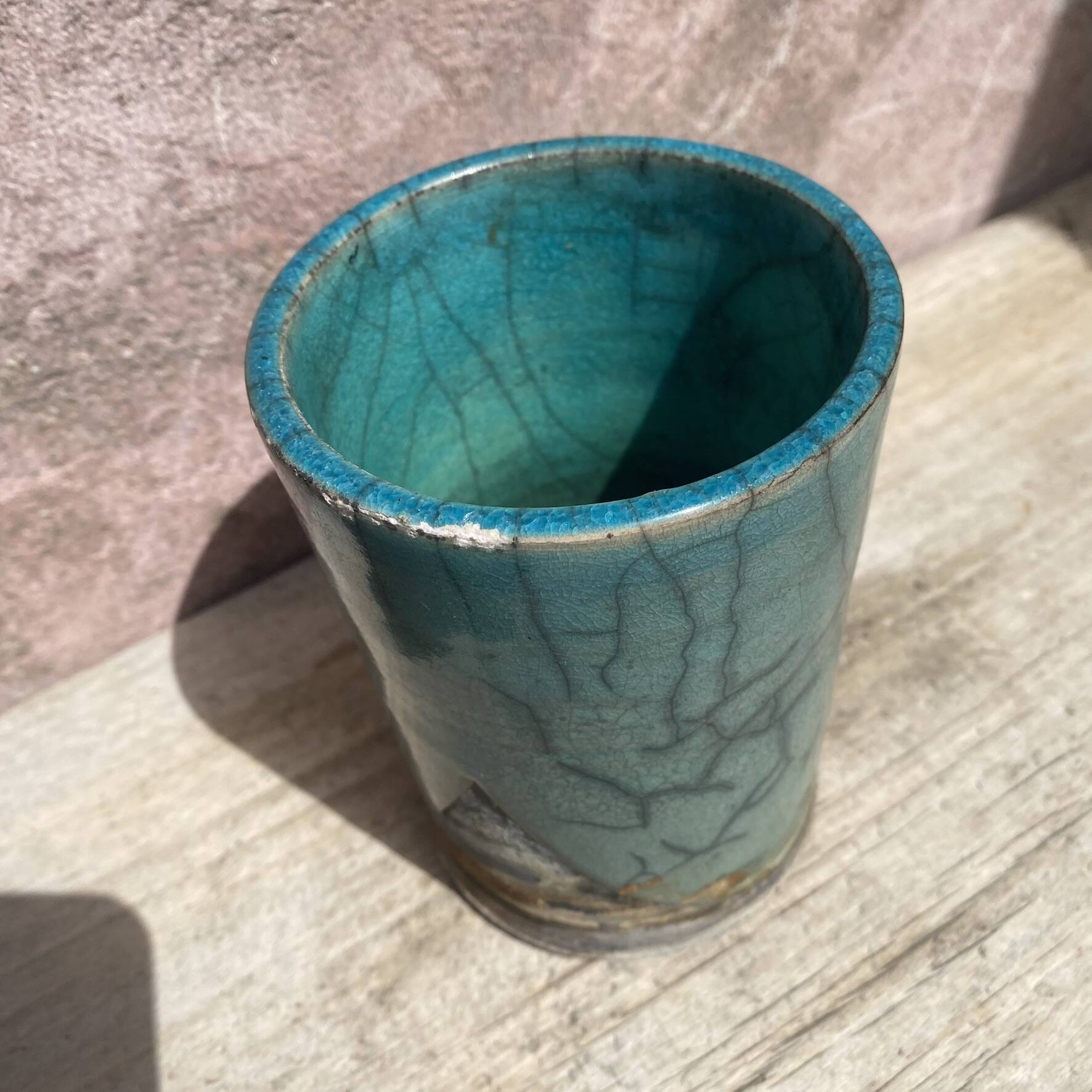 Handcrafted Raku ceramic vase