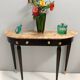 Ebonized Beech Console with a Demilune Macchiavecchia Marble Top attr. to Paolo Buffa