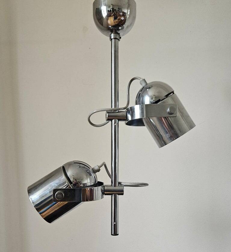 Rare Chrome Ceiling Lamp from the Mid-Century, Lidokov, 1970s
