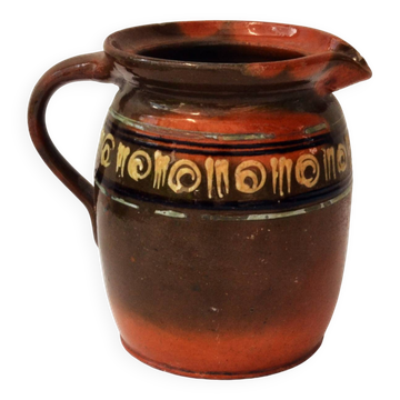 Early 20 th Century Glazed Alsace Jug Terracotta  French
