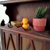 Small antique wall cabinet in Gothic style.