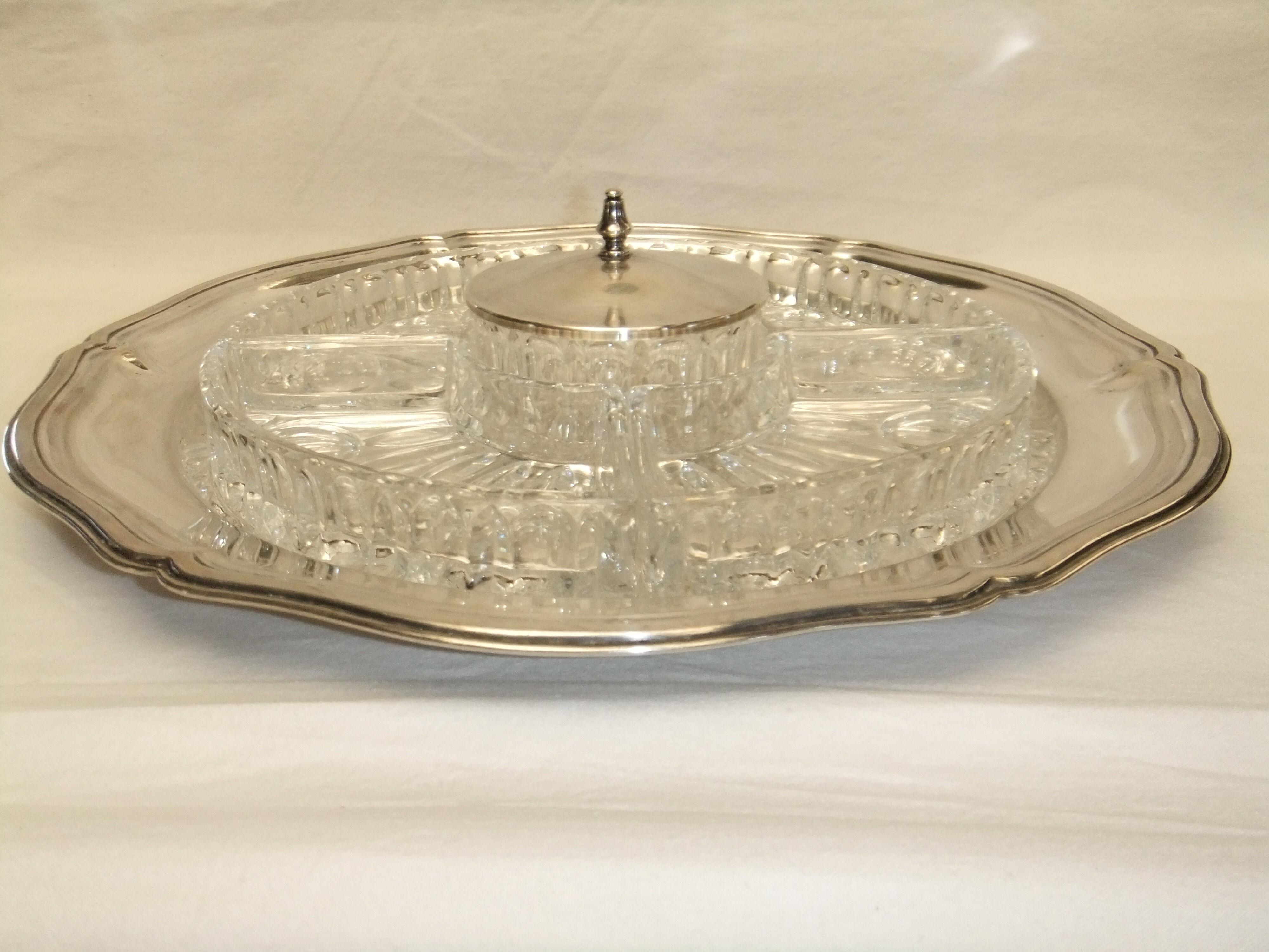 Table service silver metal crystal art deco top