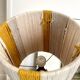 Large vintage lamp with turned wooden base, wool and rope striped lampshade