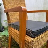 Paire de Chaises Vintage en Rotin & Bois Massif – Ambiance Bohème Chic