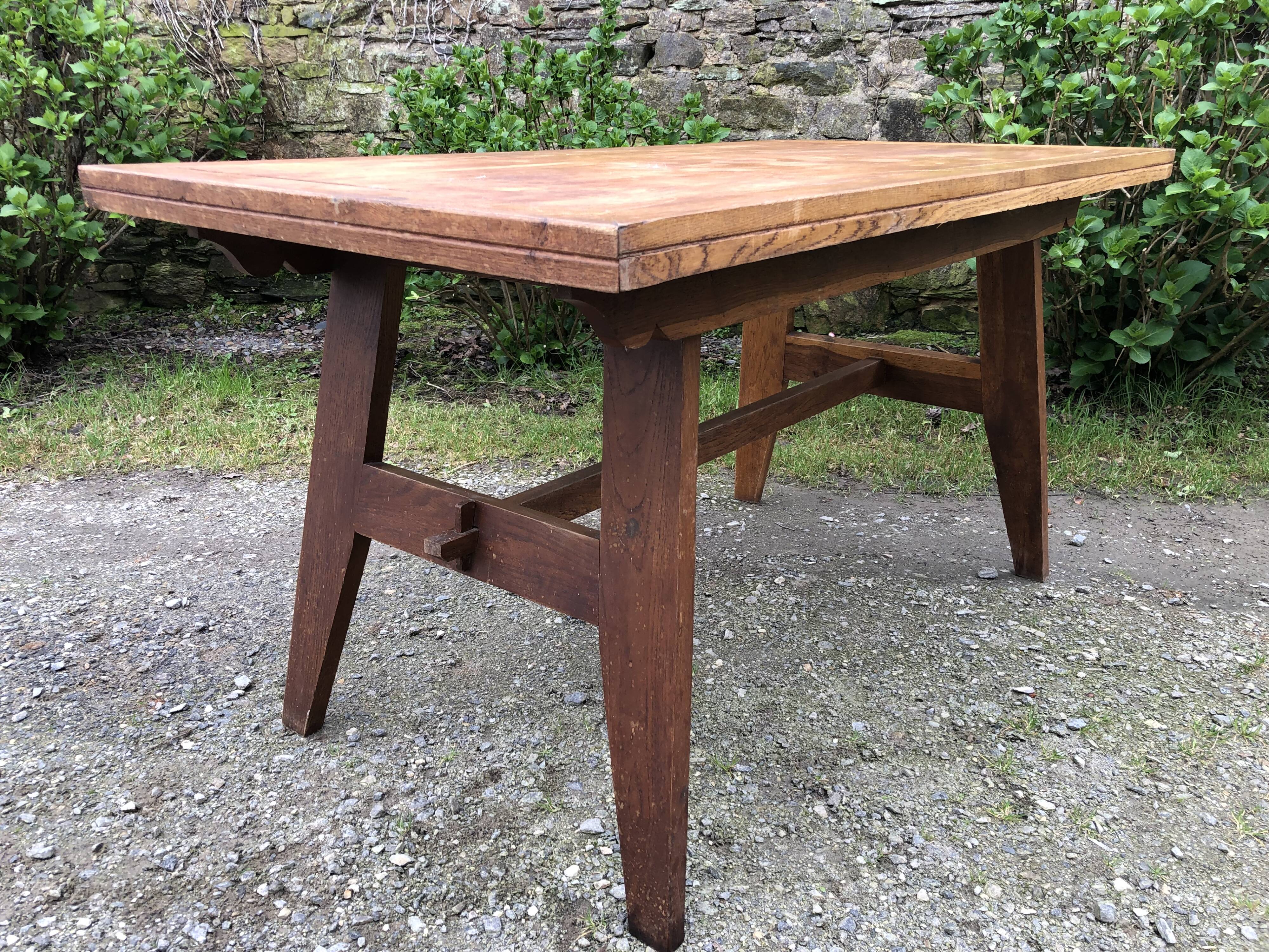 Vintage René Gabriel oak table from the reconstruction period.