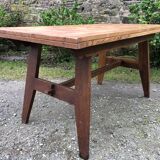 Table vintage René Gabriel en chêne d’époque reconstruction.