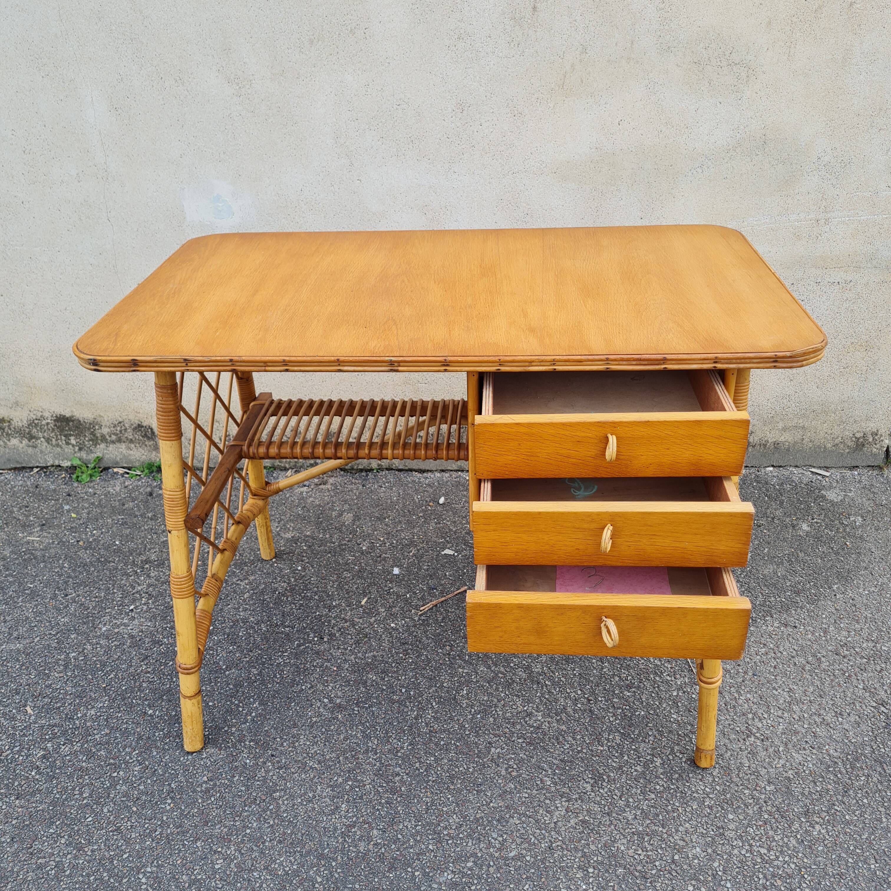 Louis Sognot rattan office 1960