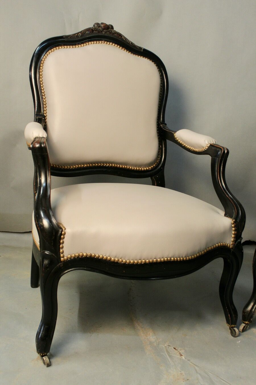 Pair of Convertible Armchairs Louis XV Style Pear Blackened Napoleon III