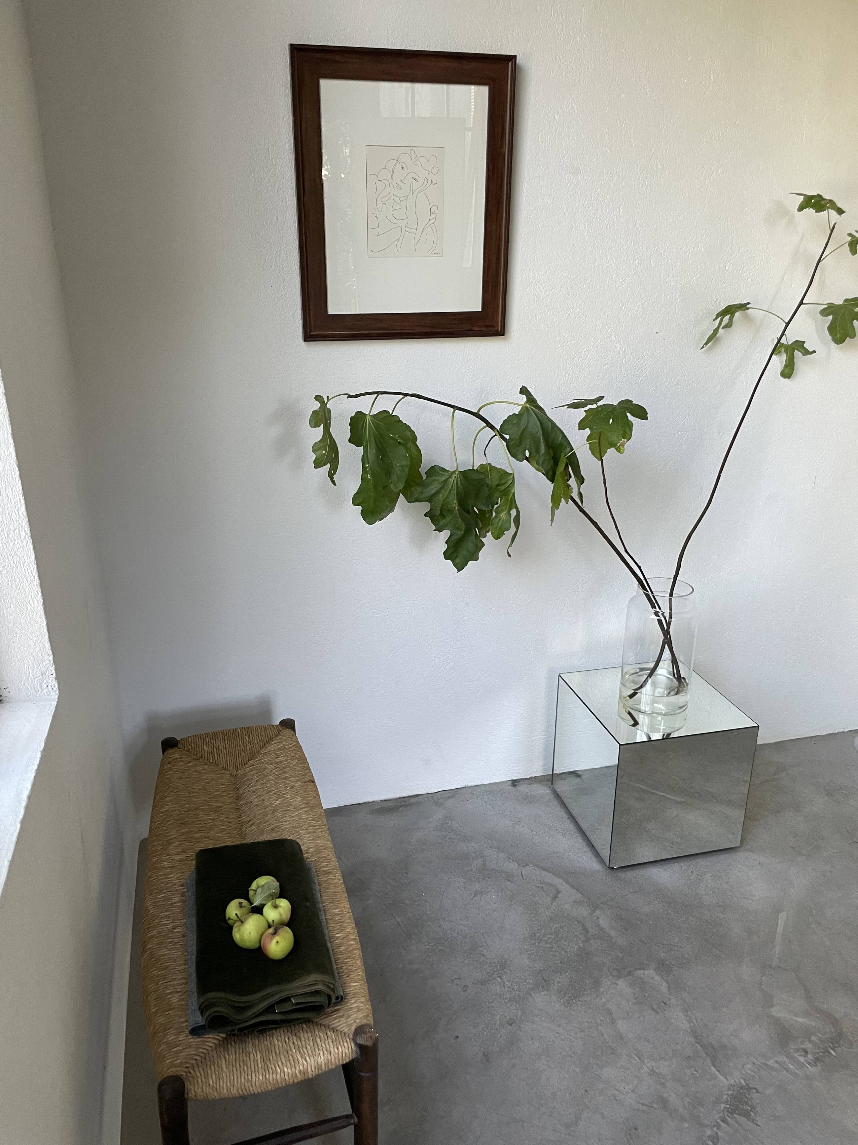 Oak and straw farm bench