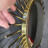 ancien Miroir Soleil Oeil De Sorcière laiton bruni