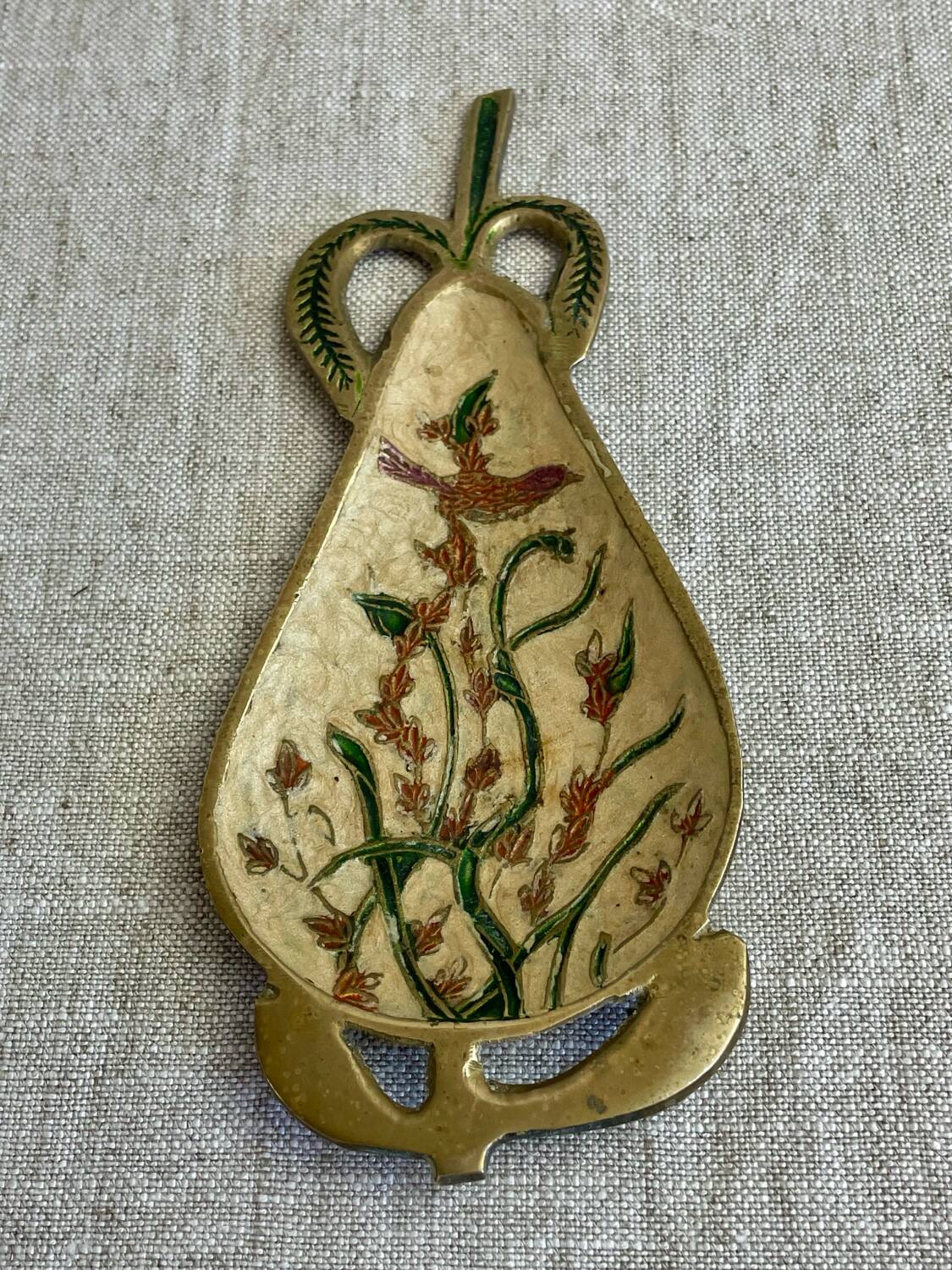 Enamelled brass pear cup