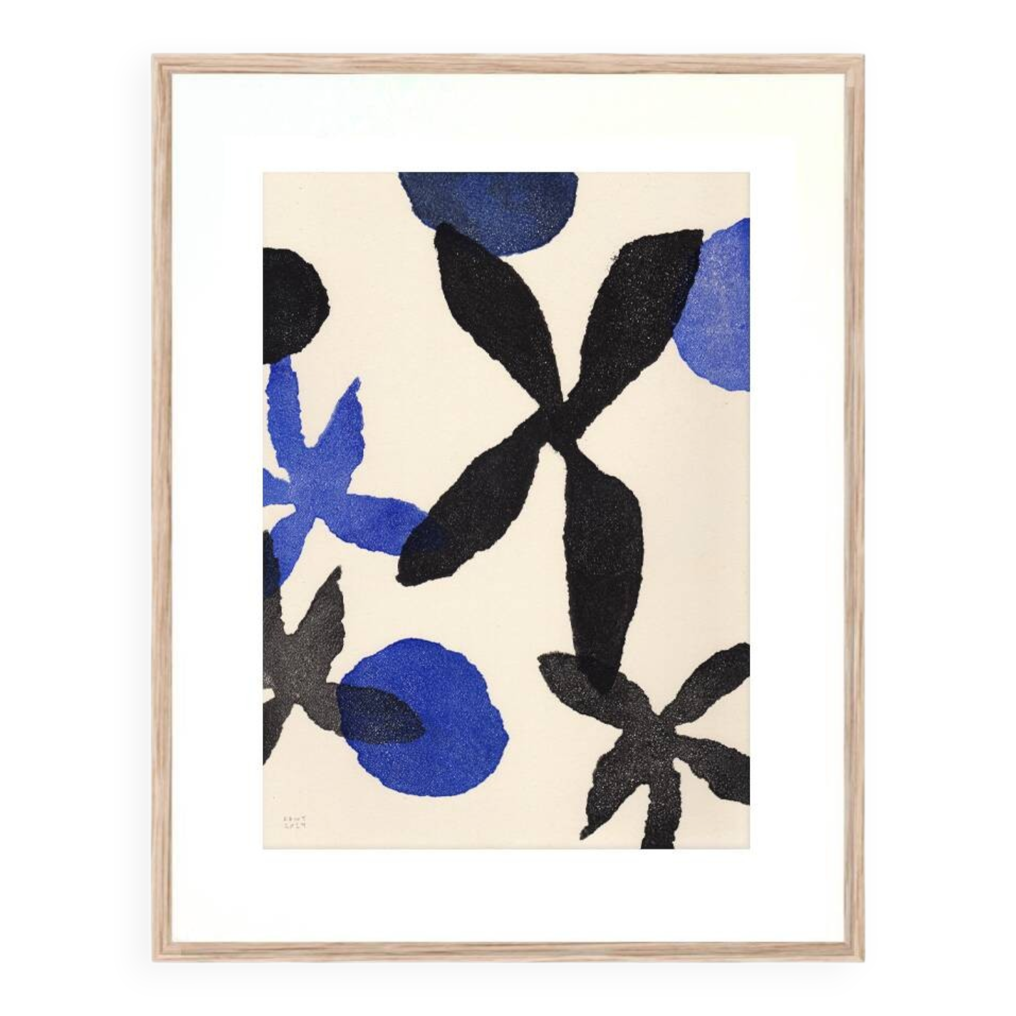 Painting on paper - flower illustration signed Eawy