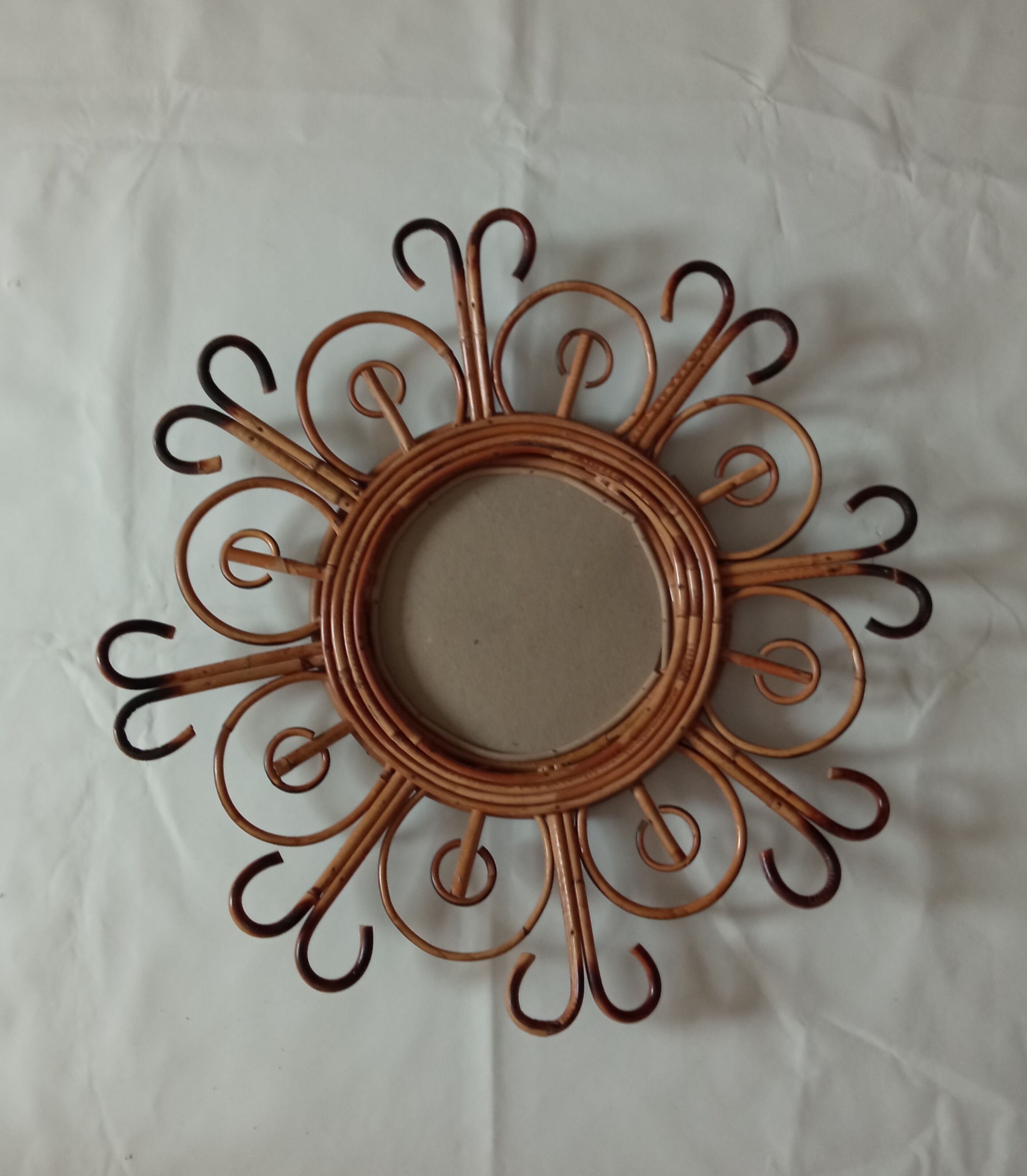 Vintage bamboo mirror 55cm