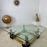 Old brass and gilded bronze table horses design from the 70s vintage Horses