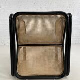 Cubic armchair in black rattan and canework