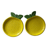 Pair of lemon dishes in slipware