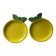 Paire de plats citrons en barbotine