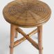 Vintage Rattan and Bamboo Accent Side Table / Stool, Spain, 1970s