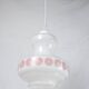 Vintage French pendant light in cream-white glass with pink flowers