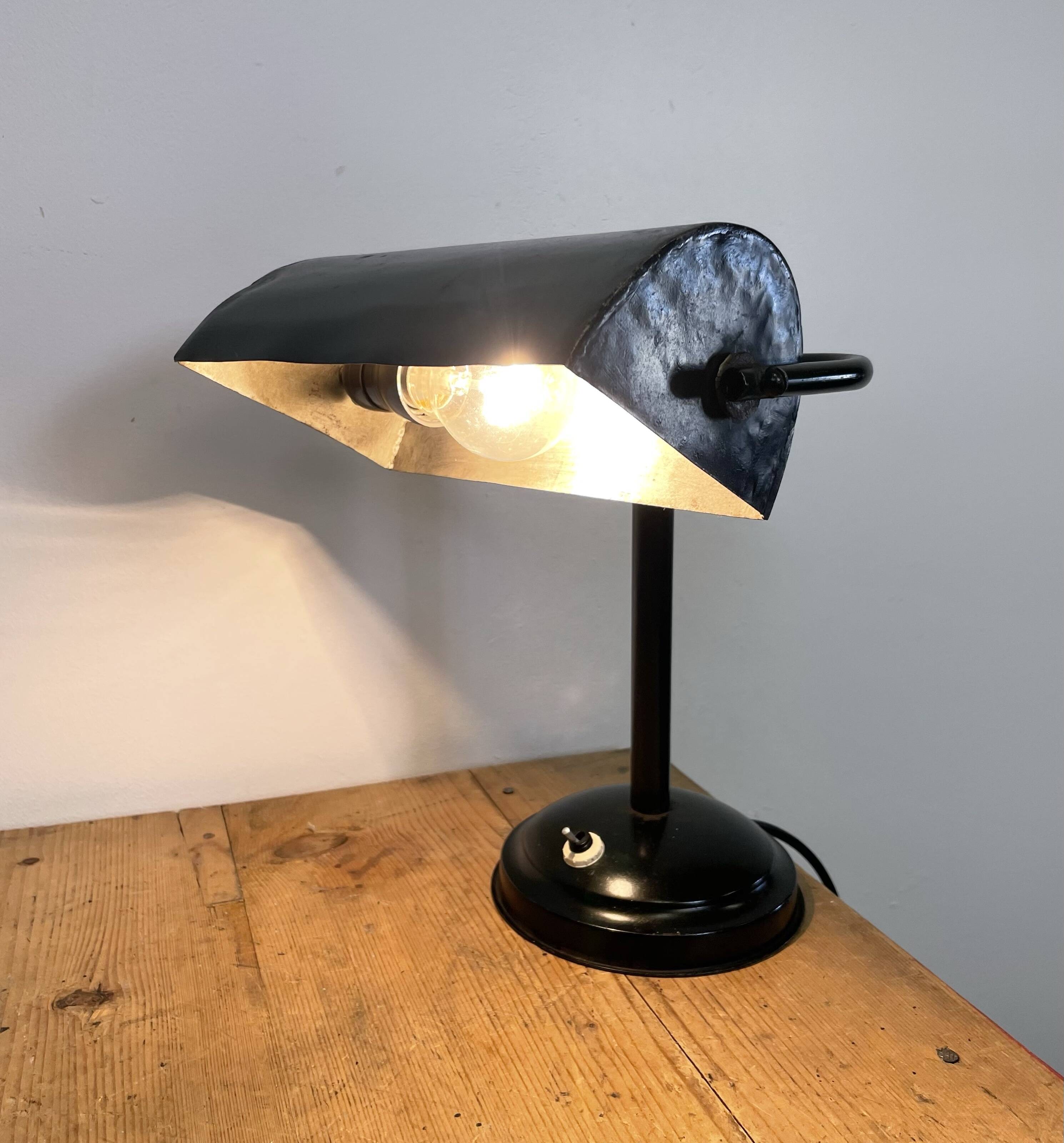 Vintage Black Bankers Desk Lamp, 1950s