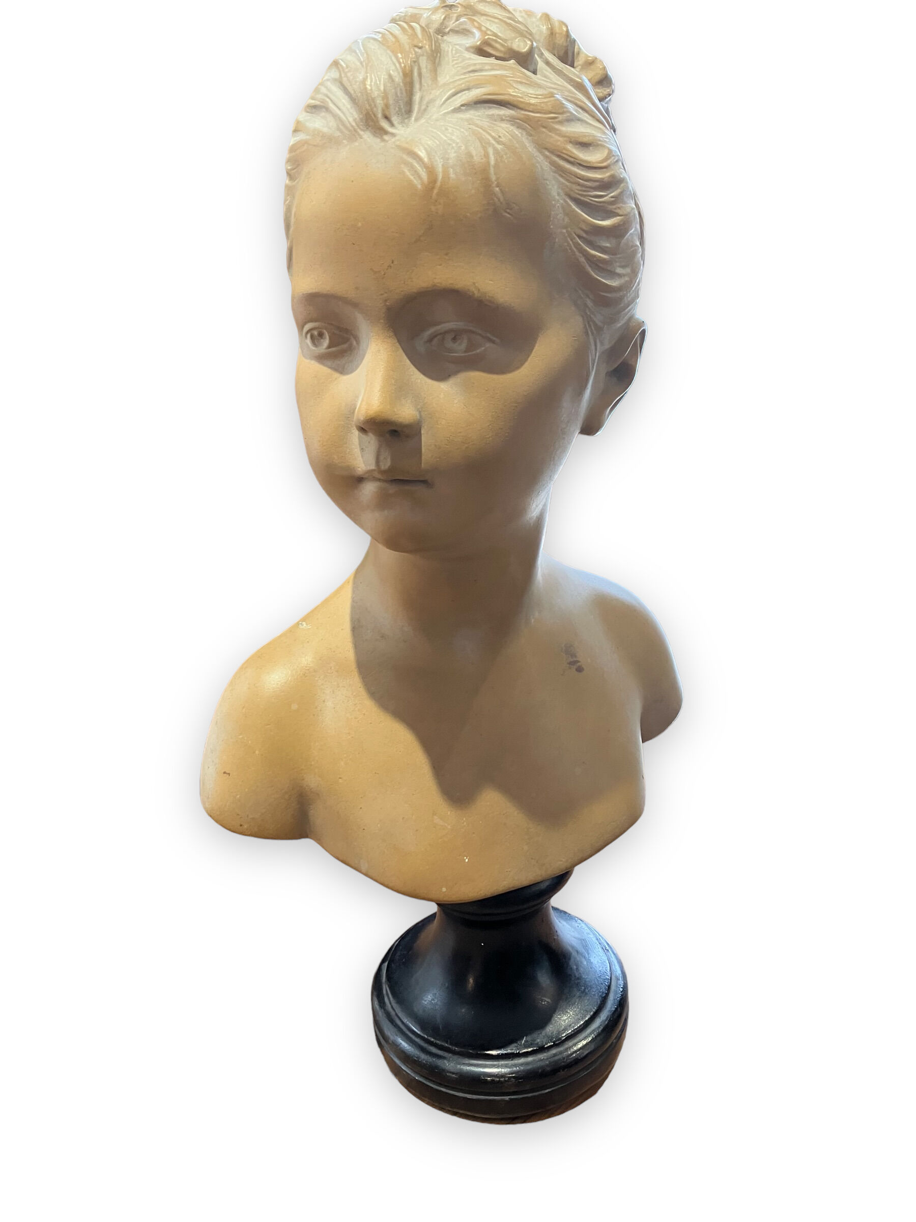 Bust of louise brongniart in patinated plaster after houdon