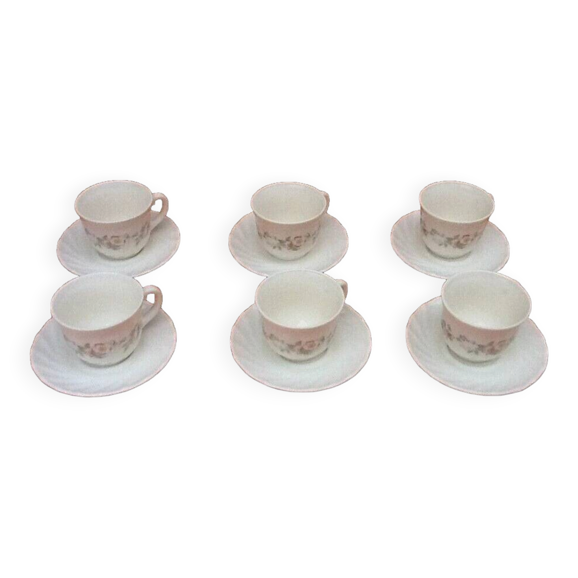 6 Cups / Saucers for coffee, scalloped model