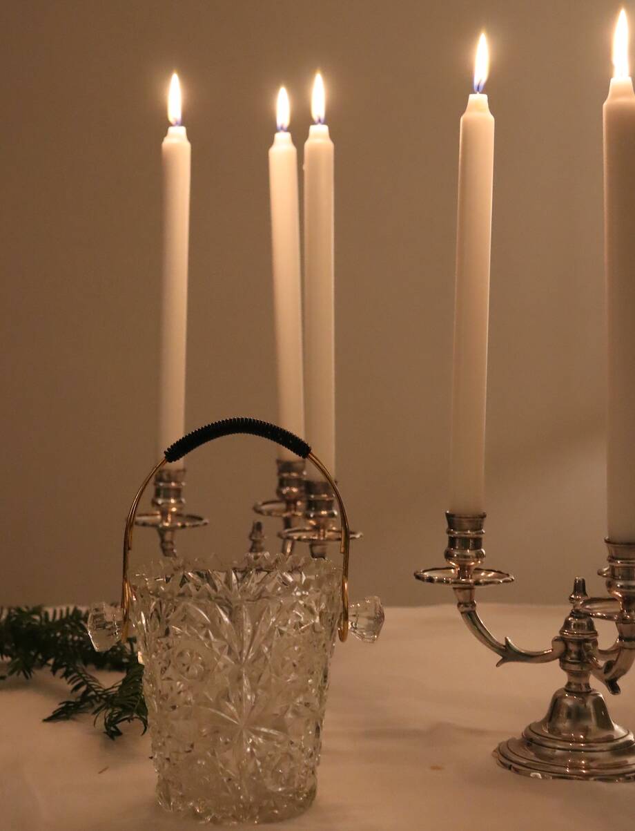 Pair of triangular 3-light candlesticks