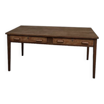 Table de ferme vintage à 2 grands tiroirs