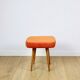 Orange square stool Vintage PRL 1970s
