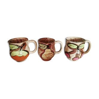 3 mugs en grès vintage