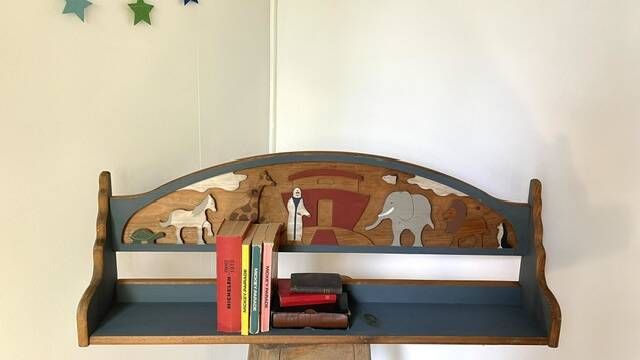 Vintage solid wood noah's ark shelf