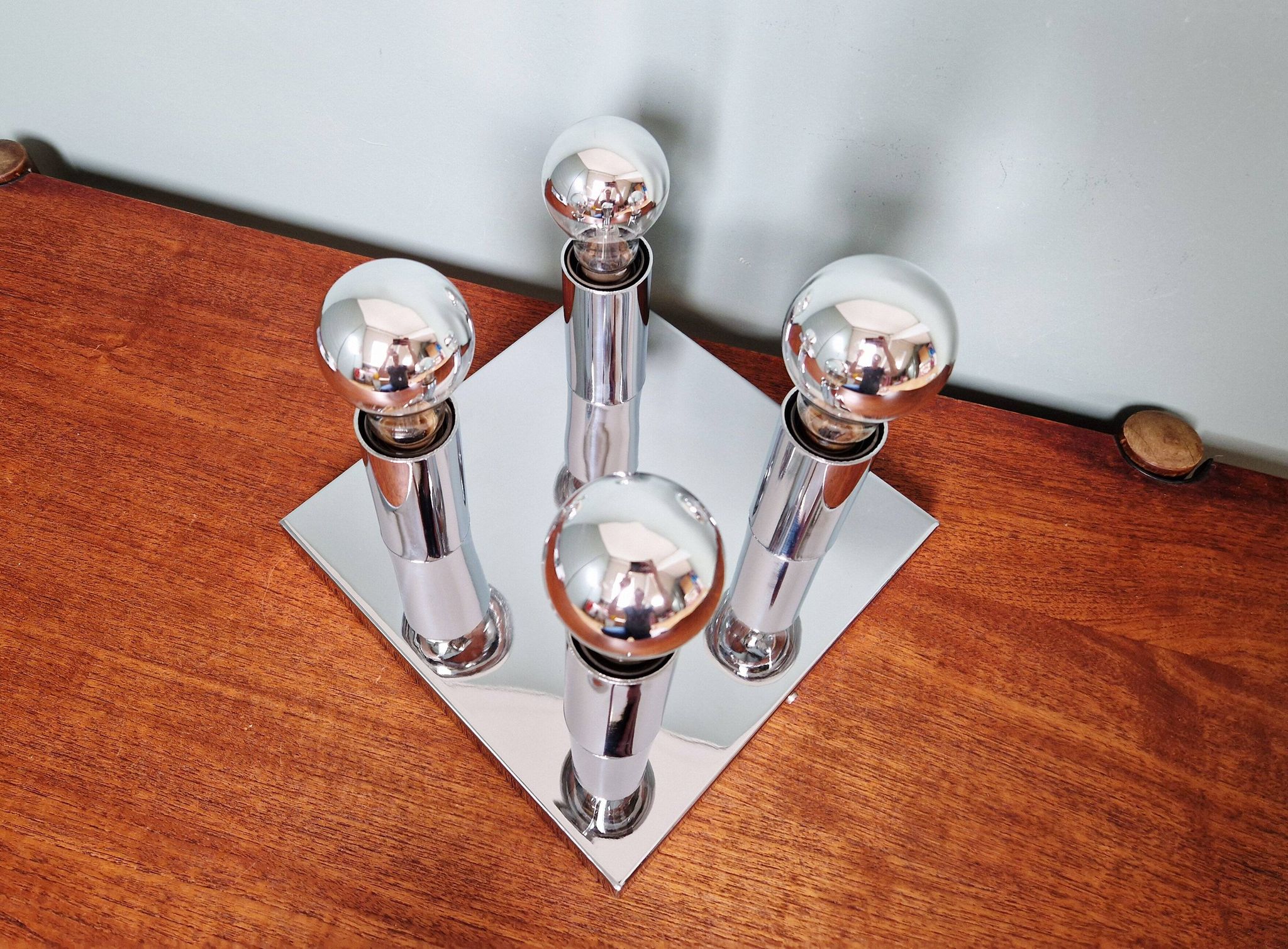 Space Age ceiling light in chrome metal, 1970s