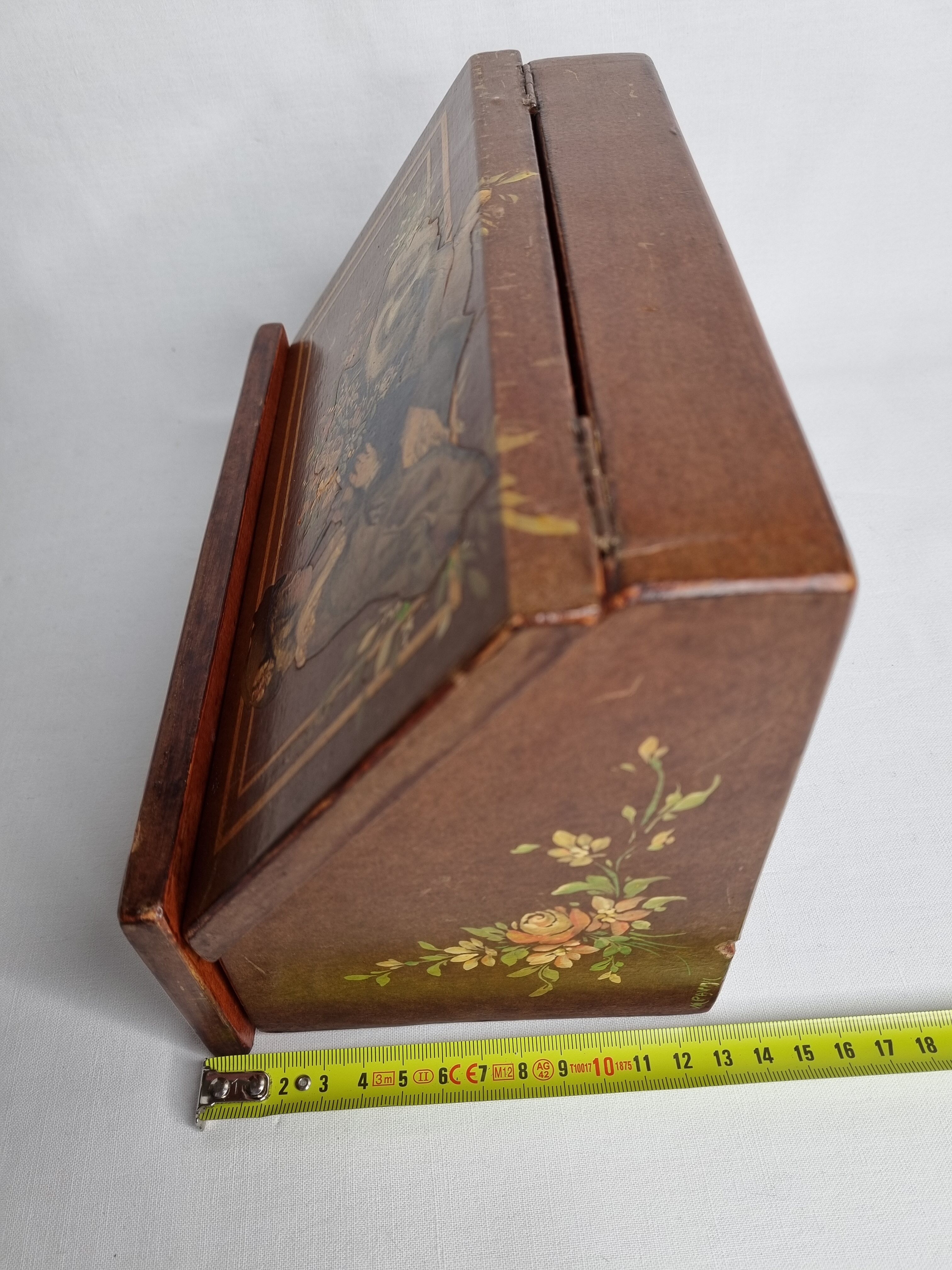 Vintage letter holder box decorated and hand-painted