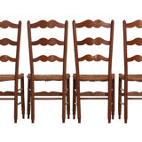 4 Rustic style mulched chairs handcrafted countryside circa 1970