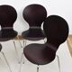Set of 4 "ant" chairs, vintage, Diego model. Stackable, dark burgundy color.