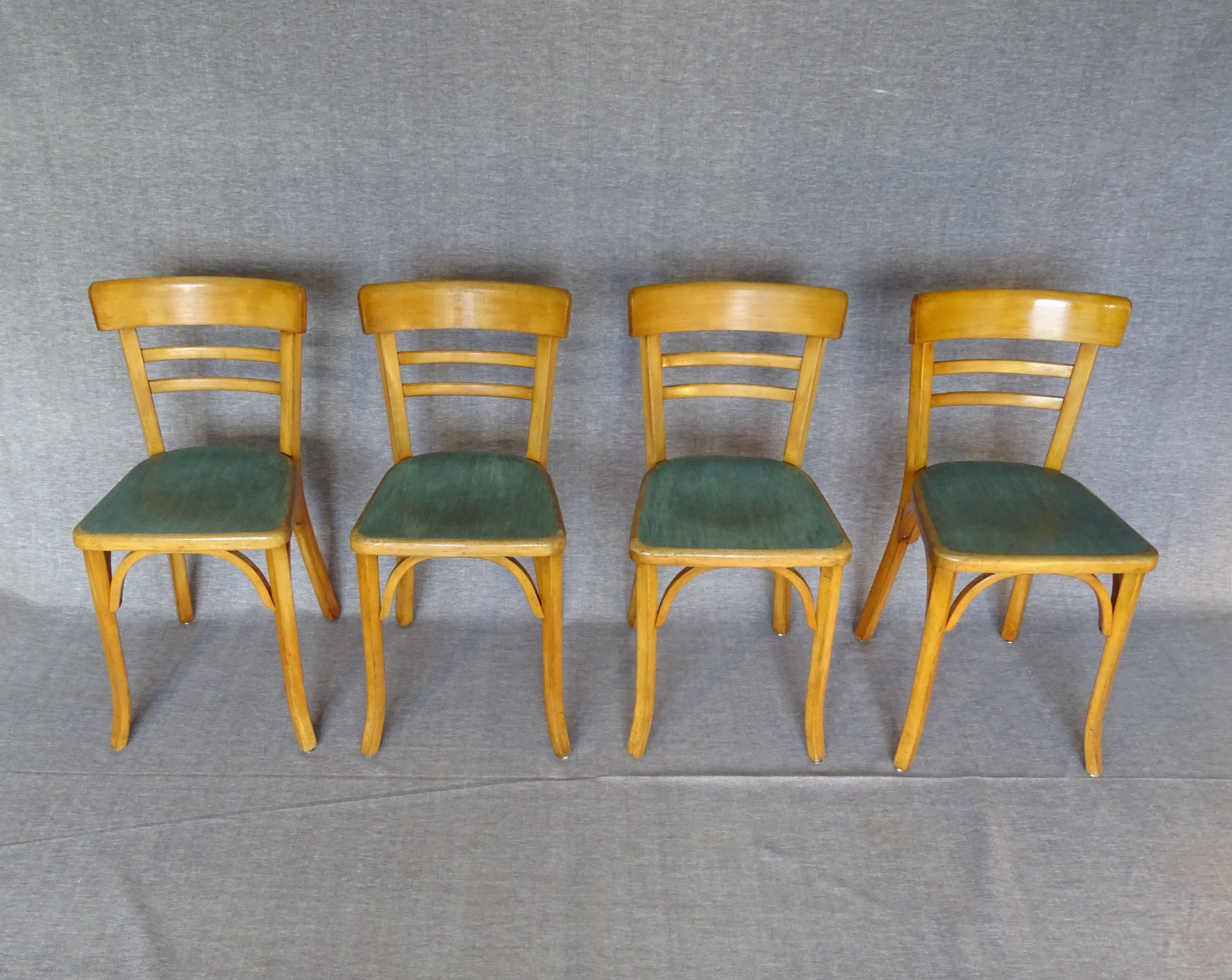 4 baumann chairs 1960 wooden bistro "linoleum"