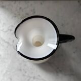 Single flower vase in white and black opaline