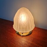 Art Deco ceiling light in transparent satin glass, 1920s-30s