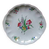 Kg luneville "street lamp" plate cake dessert earthenware hand-painted flowers ø 27 cm