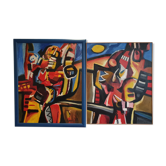 Large Dirk Jan Ribbeling Oil Painting on Canvas 1969 Amsterdam