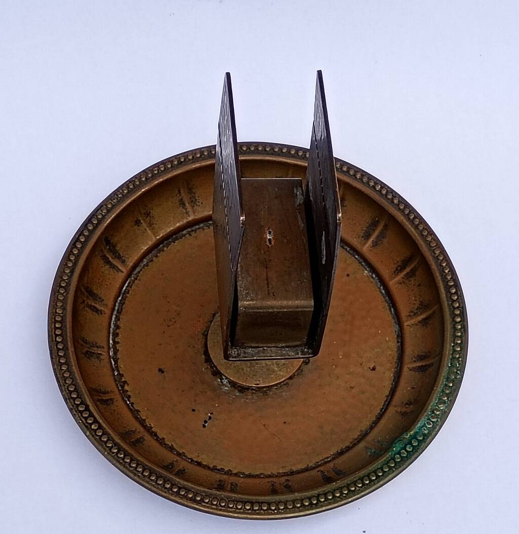 1920s Art Deco Hand-Hammered Brass Matchbox Holder & Ashtray by WMF