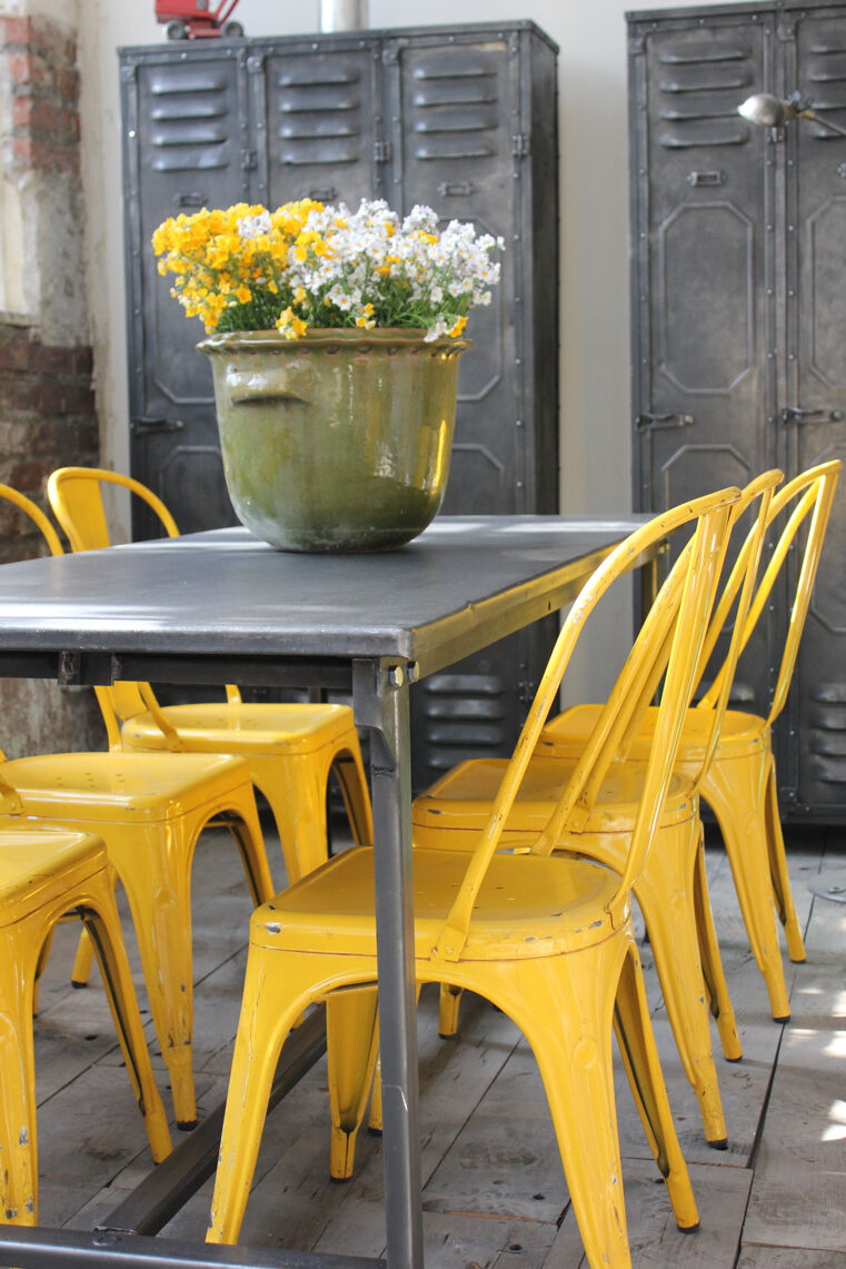 Industrial metal table of the 50s