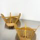 Pair of scalloped rattan wall sconces, sourced in Spain, 1980s