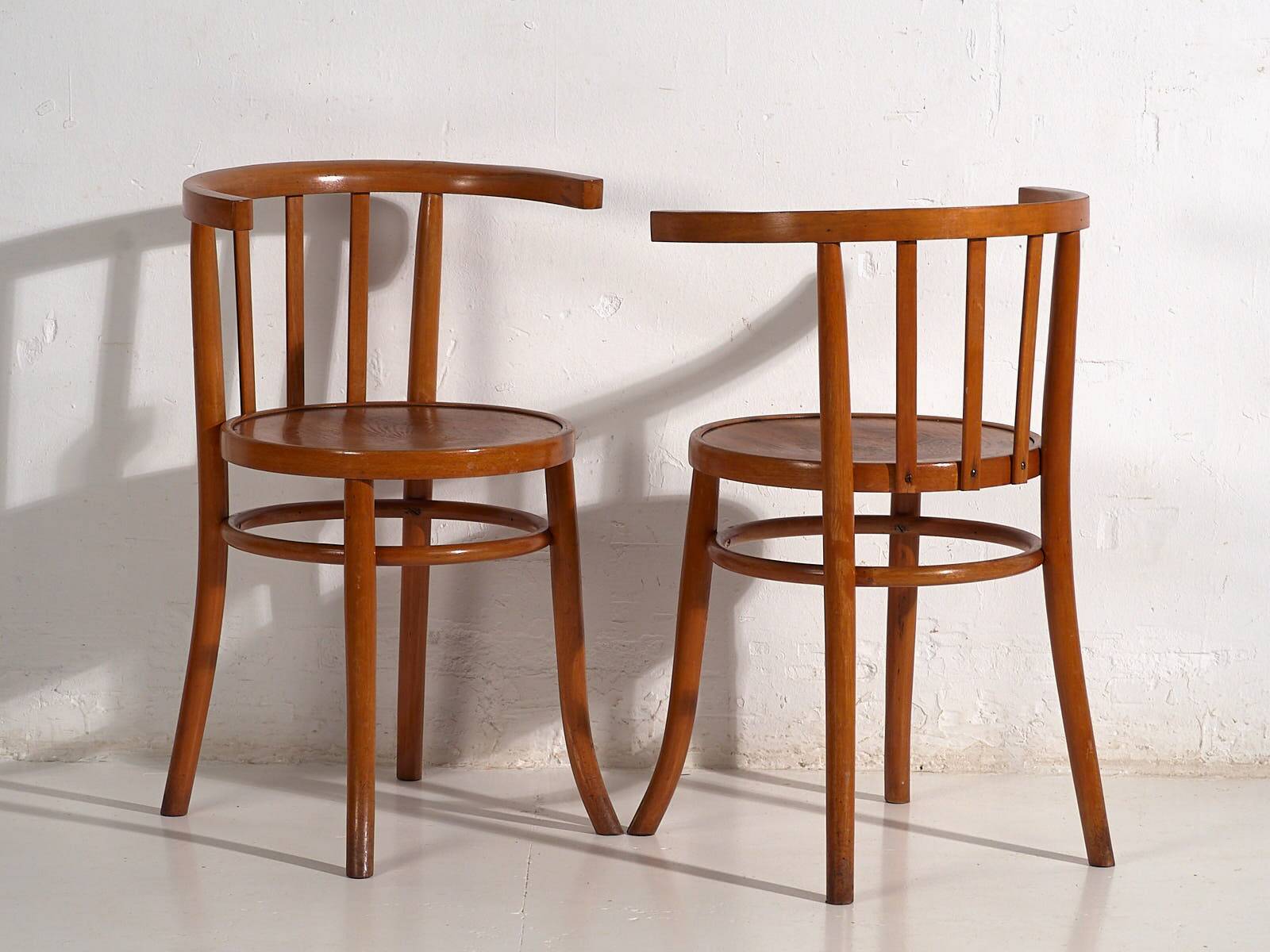 Antique bentwood chairs with carved seats (c. 1920). Set of 4 #1