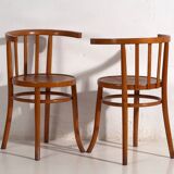 Antique bentwood chairs with carved seats (c. 1920). Set of 4 #1